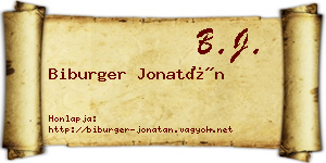 Biburger Jonatán névjegykártya